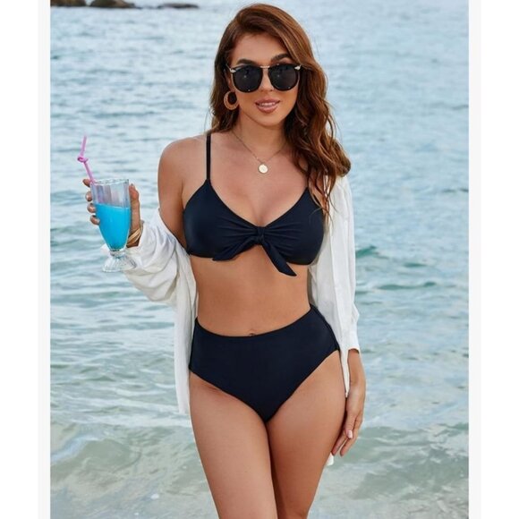Blooming Jelly Womens High Waisted Bikini Set Tie Knot Size Med Beach Pool Sexy - Picture 4 of 12